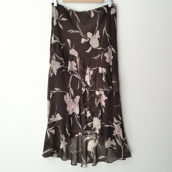 Chaps Dresses & Skirts - Chaps Brown Floral High Low Skirt